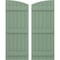 Ekena Millwork Americraft 6-Board (3 Batten) Wood Joined Board-n-Batten Shutters w/Ellipt Top, ARW401BE621X77TGH, PR ARW401BE621X77TGH - alternate 1